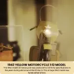 AJ025 1942 Yellow Motorcycle 1:12 